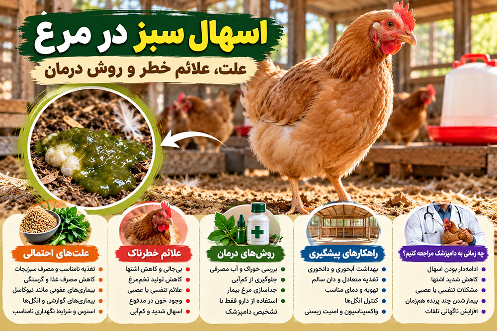 درمان اسهال سبز در مرغ